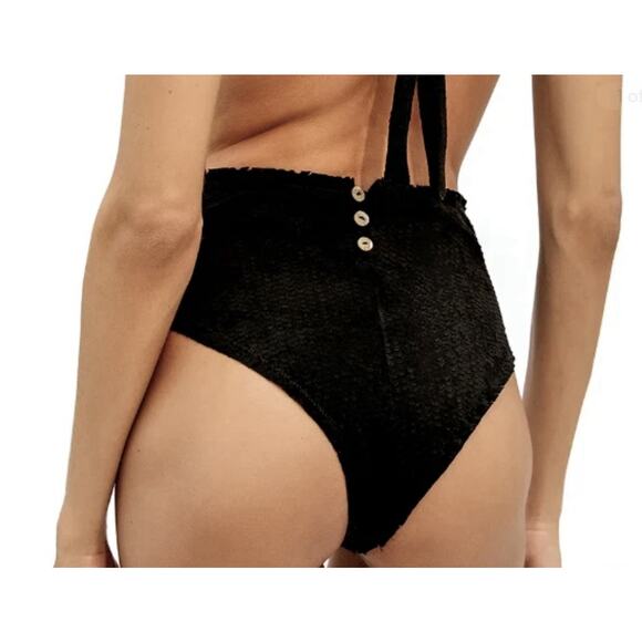 Vix by Paula Hermanny Women's Scales Buttons Back Bikini BOTTOM Black L Large - Picture 1 of 5